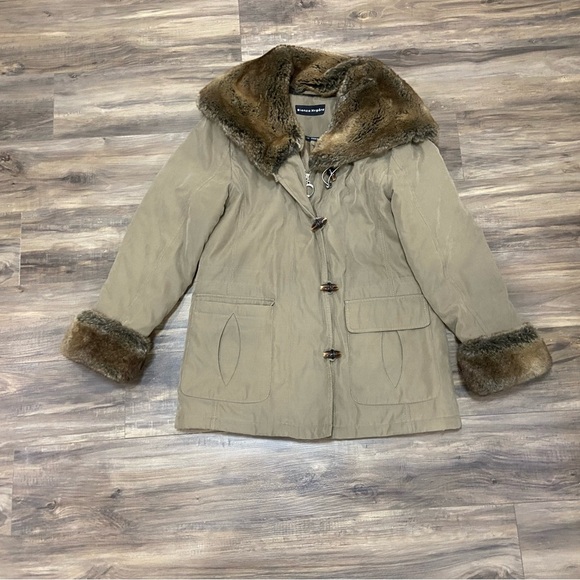Women's Tan Fur-Trimmed Puffer Coat - Picture 2 of 6